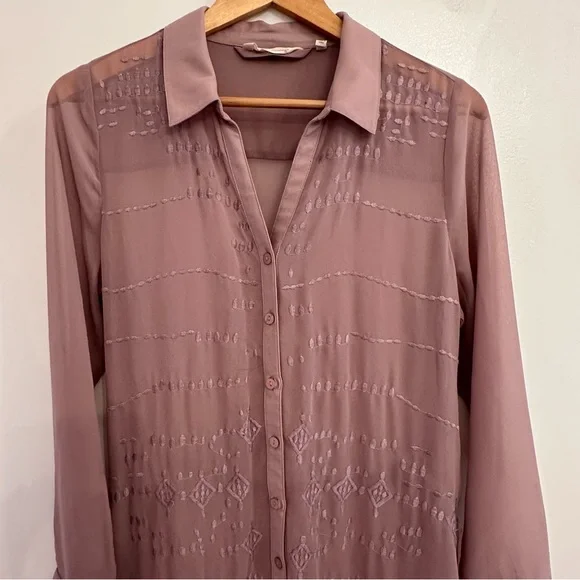 Soft Surroundings Georgette Maxi Dress Mauve Women’s Size Small Embroidered - Picture 11 of 12